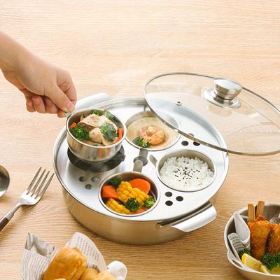 Dampf- und Schmor-Suppentopf aus Edelstahl mit Eierdämpfer, Induktionskochfeld, Haushalts-Dicker Hotpot-Topf, Induktionskochfeld
