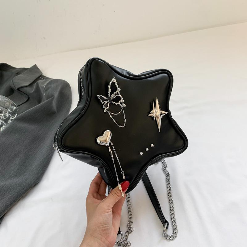 

Tide bag 2025 summer new women s bag niche design single backpack cute five-pointed star women s backpack чёрный