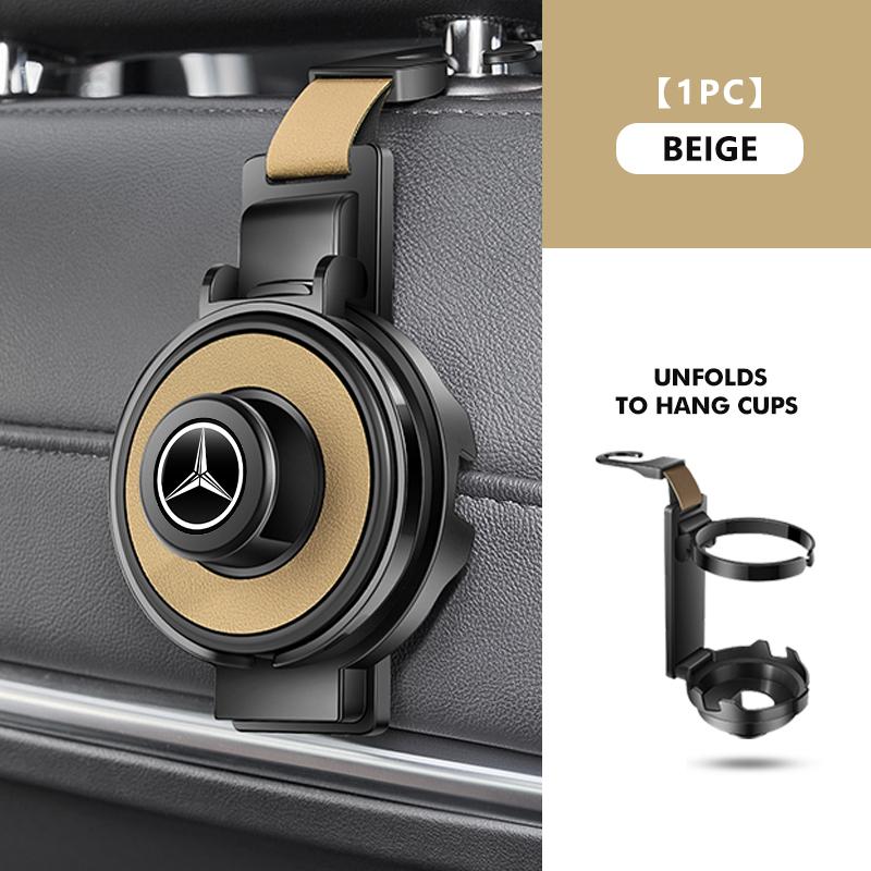 HCDS2 3-In-1 Cup Holder Hook Car Seat Multifunctional Seat Back Hook For Mercedes Benz W211 W124 W176 W177 C180 C200 C260 C300 GLC CLE
