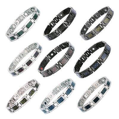 Titanstahlarmband Herren Edelstahl Blau Magnet Magnetisches Armband
