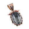 Natural Seraphinite 925 Solid Sterling Silver Jewelry TwoTone Pendant 1.25" A4U52