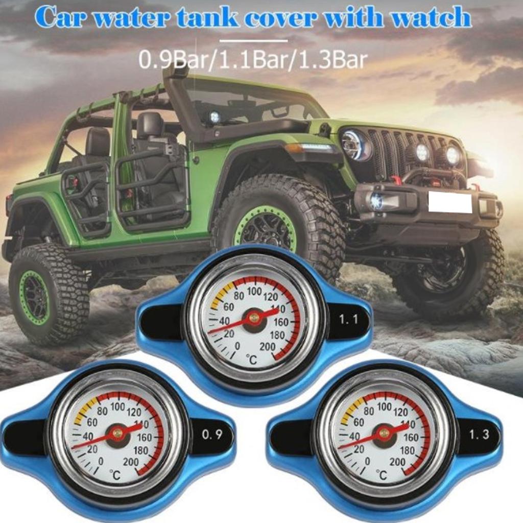 Thermostatic Radiator Cap Water Tank Cover Leakproof W/Temperature Gauge