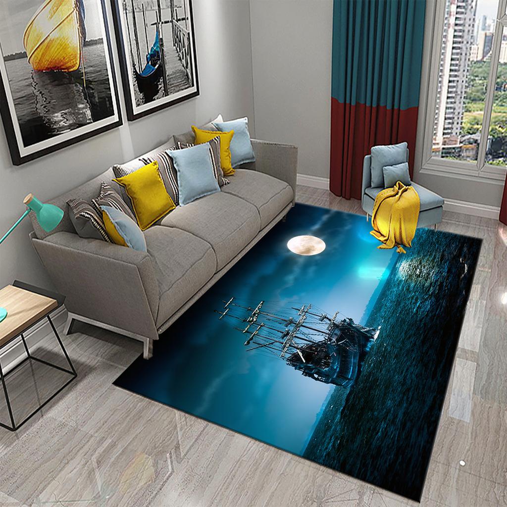 Bedroom Living Room Door Mat Balcony Decorative Floor Mat Bathroom Non-slip Door Mat Retro Pirate Ship Carpet