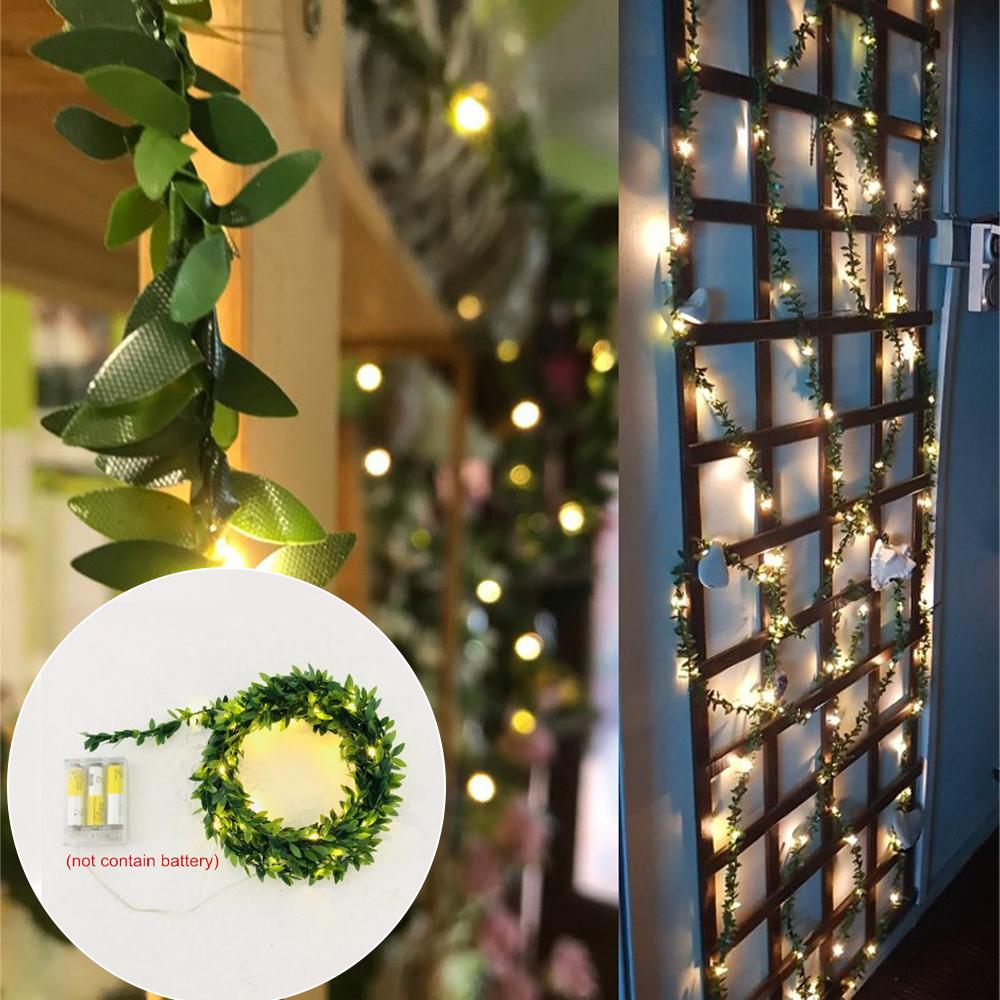 Green Leaves Light LED Copper Wire Lighting Chains AA Battery 2m 3m 4m 5m 10m for Wedding forest table christmas house party decorate