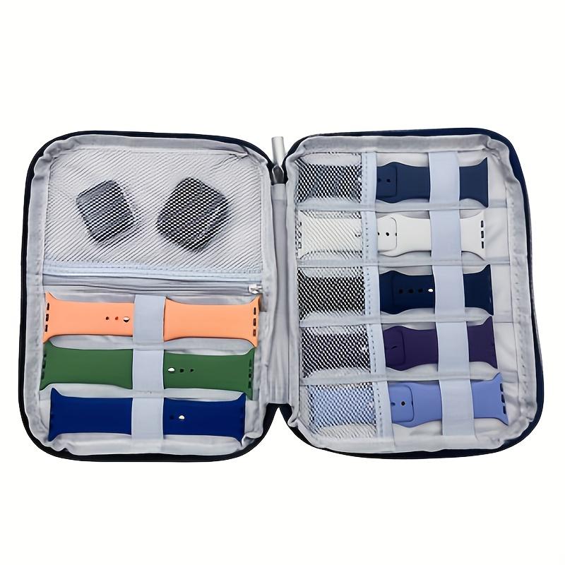 A Watch Strap Storage Bag That Comes with 8 Elastic Rings to Hold 8 Straps, Along with a Zippered Pocket for Storing Watch Cases