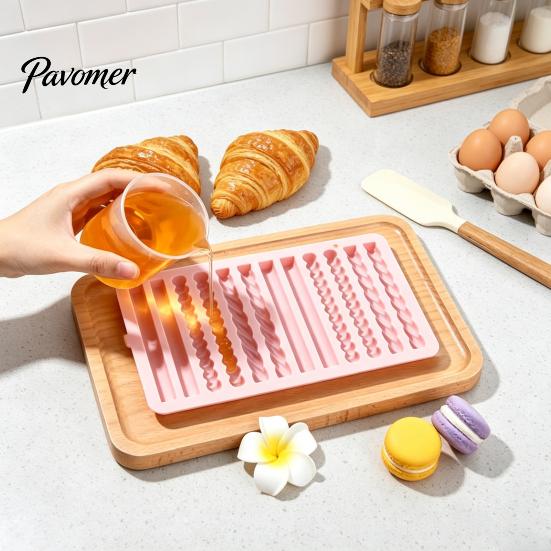 Baking Accessories for DIY Projects Silicone Twist Pretzel Mold, 12 Cavity Cake Chocolate Rod Candy Tray, High Temperature Resistant Molds Easy