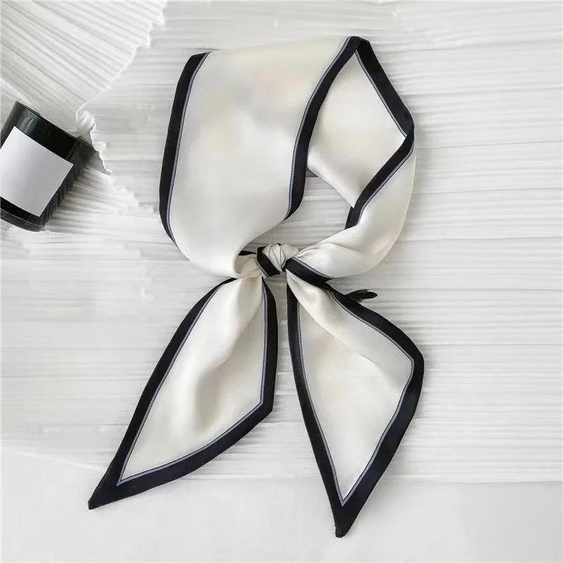 Silk Long Scarf Women Leopard Flamingo Print Luxury Hairband Narrow Scarves Small Neckerchief Summer Headband Ribbons Female