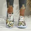 Sneakers Large Size Sneakers Women's Outer Wear Muffin Thicksole Front Lace-Up Low Top Full Graffiti Casual Sneakers