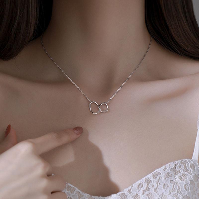 Necklace Female Cold Wind Simple Twisted Double Ring Niche Design Trendy Necklace Female Collarbone Chain Neck Chain