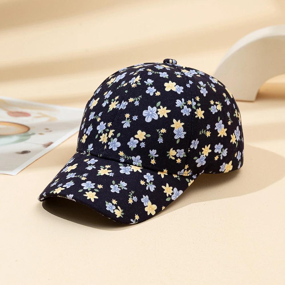 Women'S Fashionable And Versatile Floral-Patterned Floral Baseball Cap, Summer And Spring Outdoor Sun Protection Beanie Hat