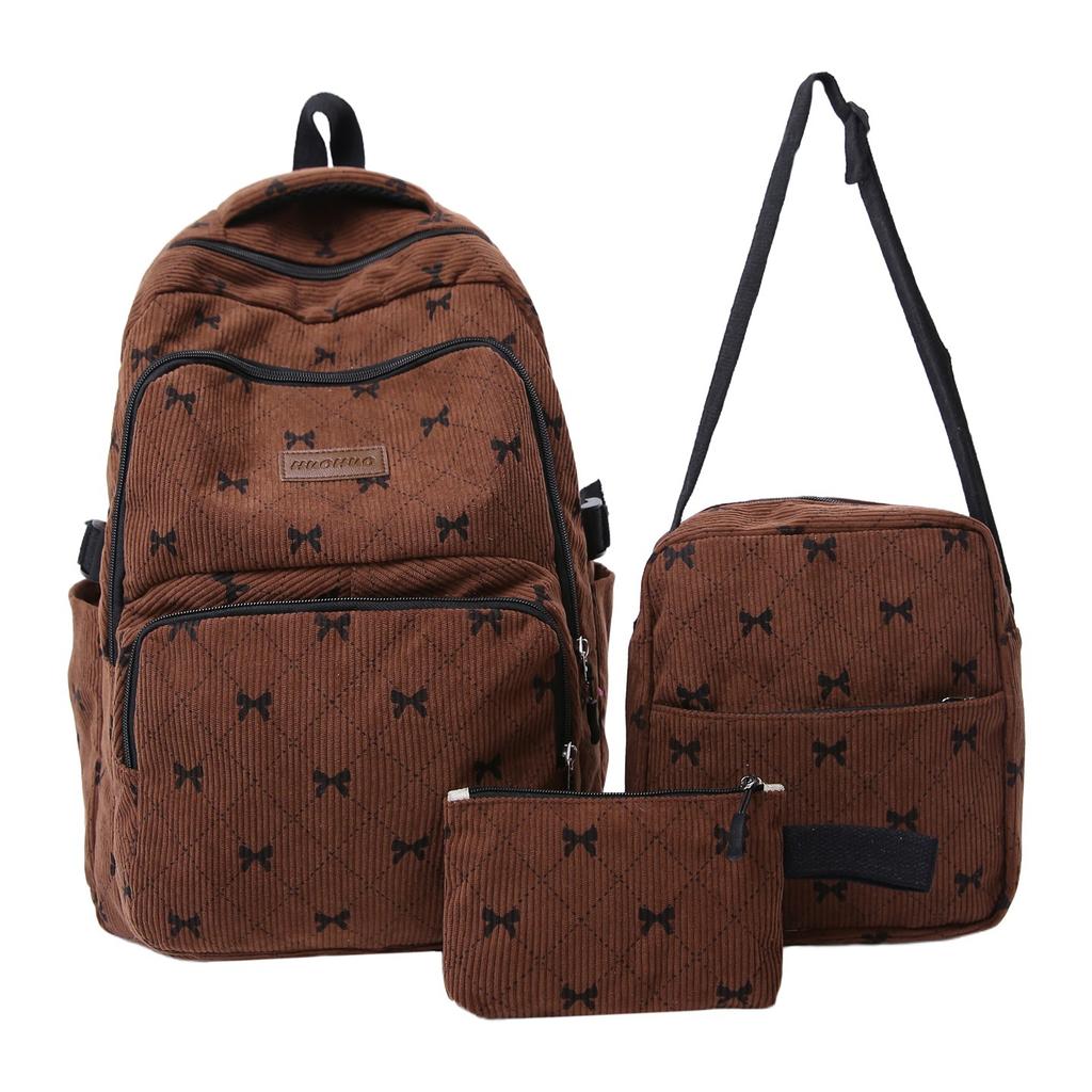 Koreanische Schleife Mädchen Rucksack Set von 3 Große Kapazität Lässiger Tagesrucksack Ins Stil Niedlich Schüler Schultasche Reisetasche