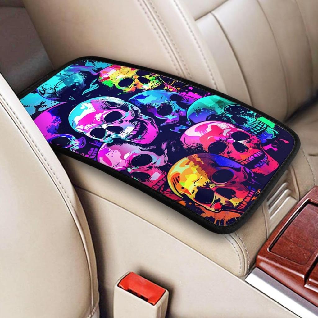 Universal Car Center Console Cushion Pad, Purple Butterfly Soft Waterproof Car Center Console Cover Auto Armrest Seat Box Cover Protector for Most