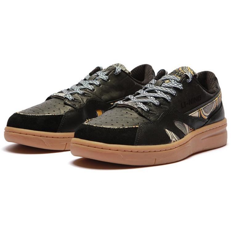 Li Ning Deluxe Low Leather Slip Resistant, Abrasion Resistant, Lightweight Low top Skateboard Shoes Women's Black AZGS046-3