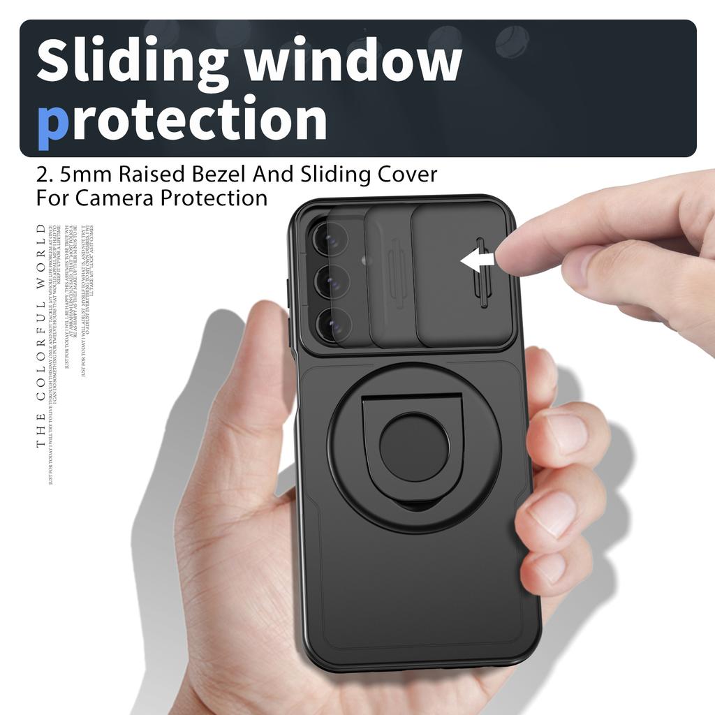For Samsung Galaxy A05s 4G Case Built-in KickstandTPU+PC Phone Cover Slide Lens Protection