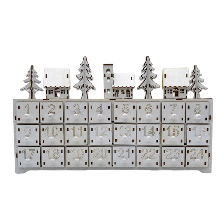 

24 Day Wood Christmas Countdown Calendar with LED Lights Stylish Holidays Home Decoration Festival Desktop Ornament 1