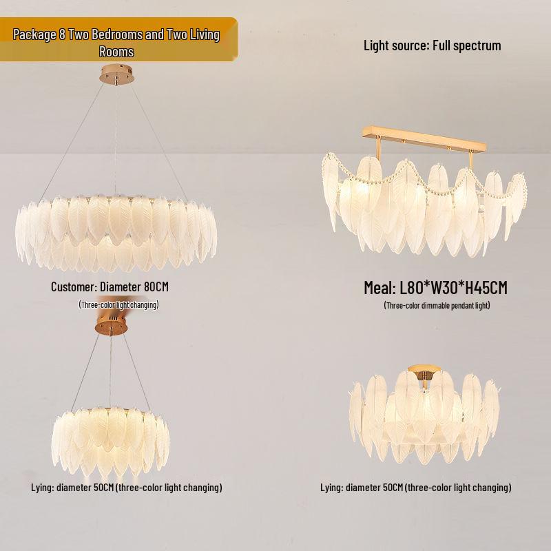 Modern French Cream Feather Pearl Chandelier - Stylish Post-Modern Living Room and Bedroom Lighting