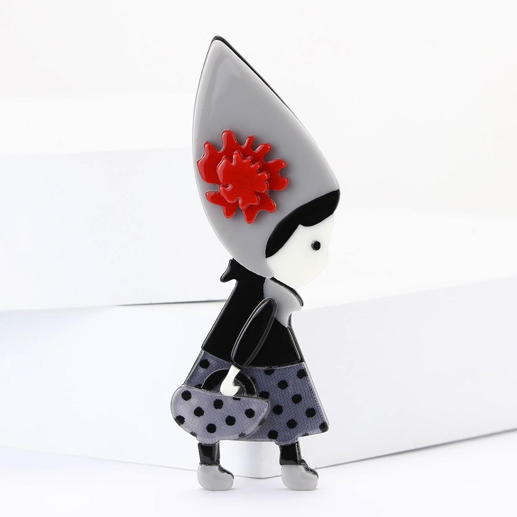 Neue Cartoon-Acryl-Handtasche Mädchen-Brosche niedlich und vielseitig Damen-Brustblumen-Schmuck