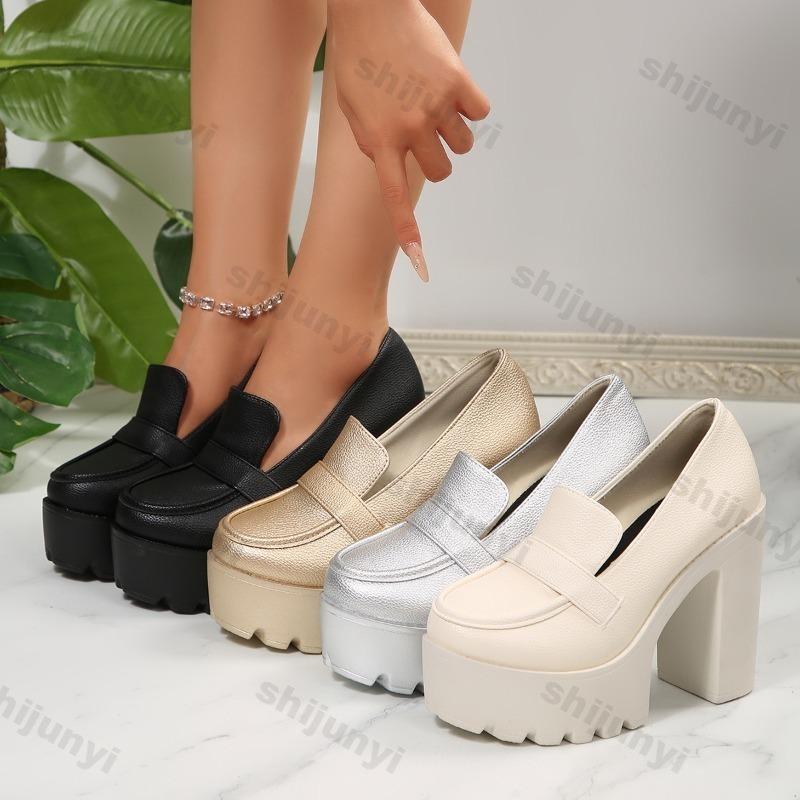 Woman's Pumps Large Size Spring New Fashion Comfortable Chunky Heel Mary Janes Shoes Elegant Versatile Shallow High Heel Shoes