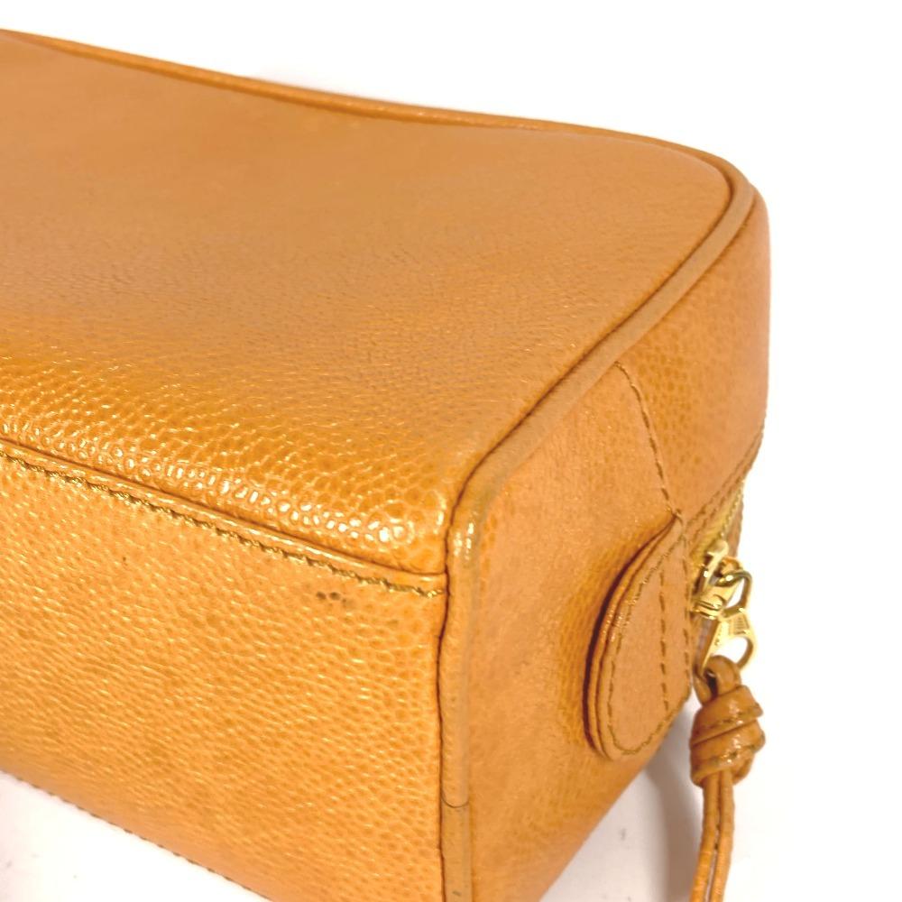 CHANEL vintage CC Clutch Bag bag Pouch Caviar Leather Yellow Based/Orange Based