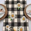 Seliem Spring Bee Gnome Table Runner, Honey Black White Buffalo Plaid Check Home Kitchen Dining Decor, Summer Seasonal Farmhouse Daisy Decorations