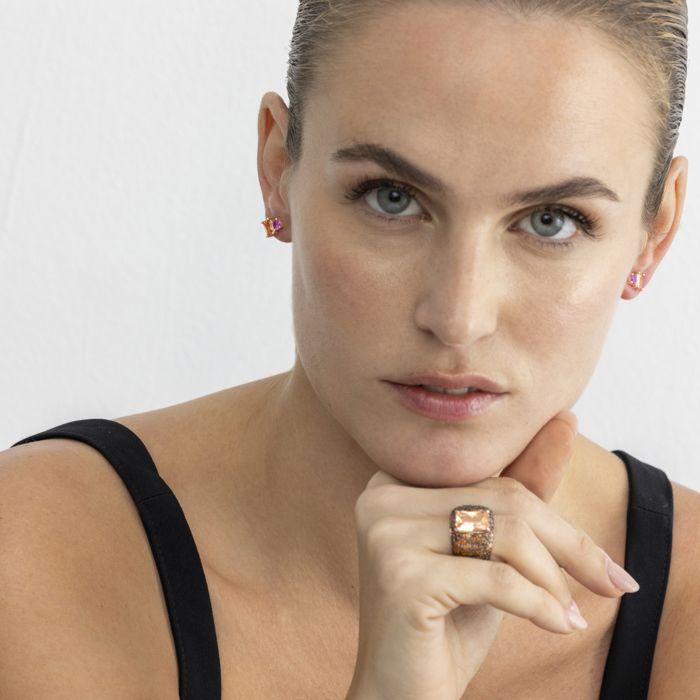 Boucles d'oreilles Luxenter en argent 925 et zircon multicolore finition or 18k - Eleon