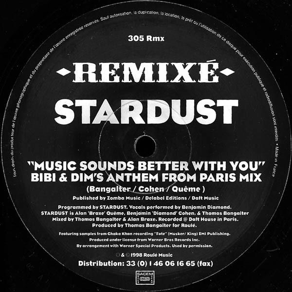 12inch Record STARDUST - Music Sounds Better With You (Remix 305RMX ROULE 1998 France Dance & Electronica Used