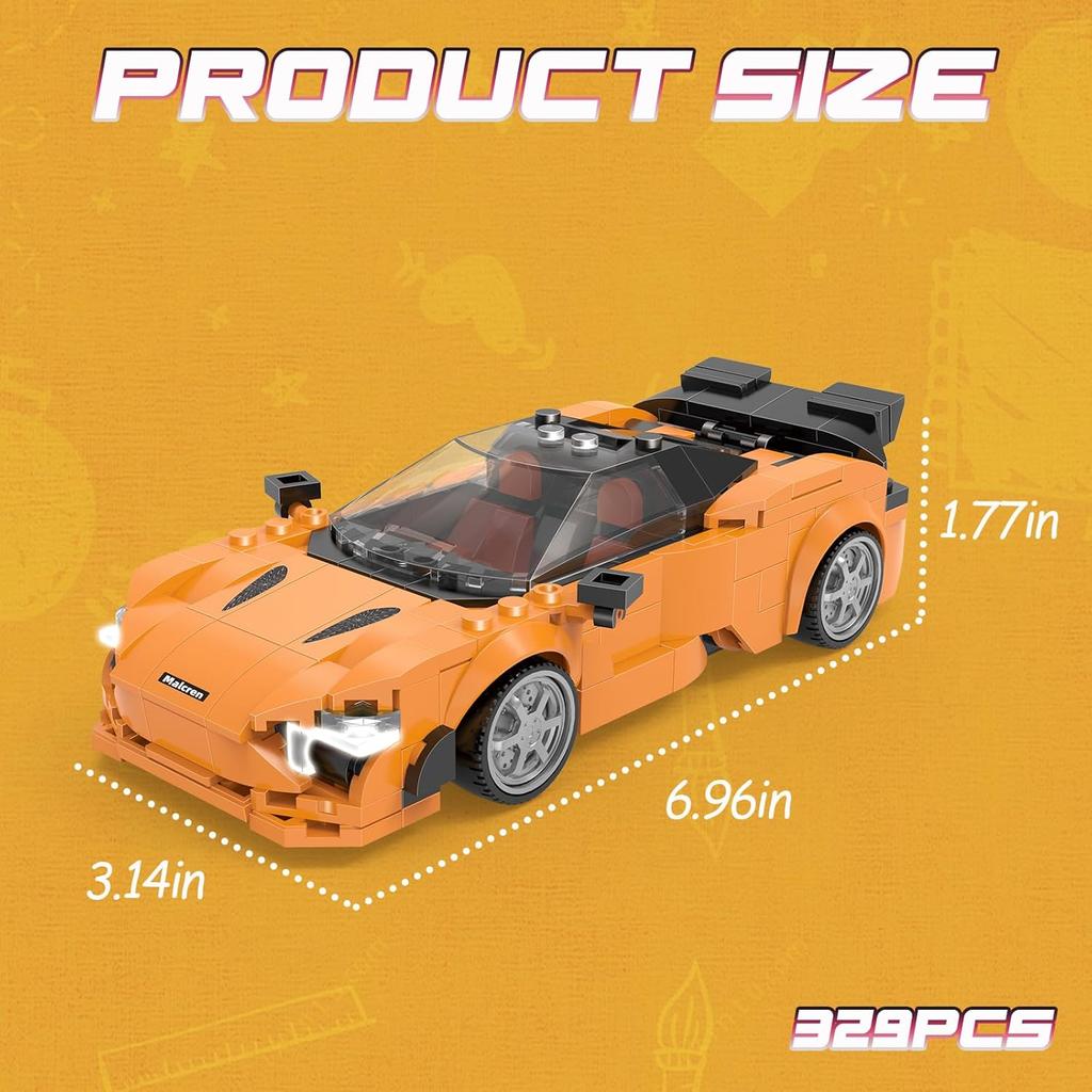 329 Pcs 750S Super Sports Car Toy Building Set, 4 Different Wheel Rim Designs, MOC Building Blocks Cars for Adults, Teens, Boys Ages 8-12