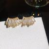 K real gold electroplated silver needle zircon C-shaped stud earrings fashion minimalist style light luxury high-end earrings versatile earrings women