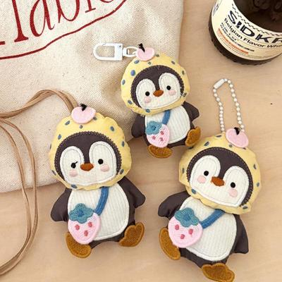 Cute Penguin Doll Plush Pendant Keychain Creative Cartoon Lanyard Necklace Stuffed Doll Toys Funny Backpack Decoration Gifts