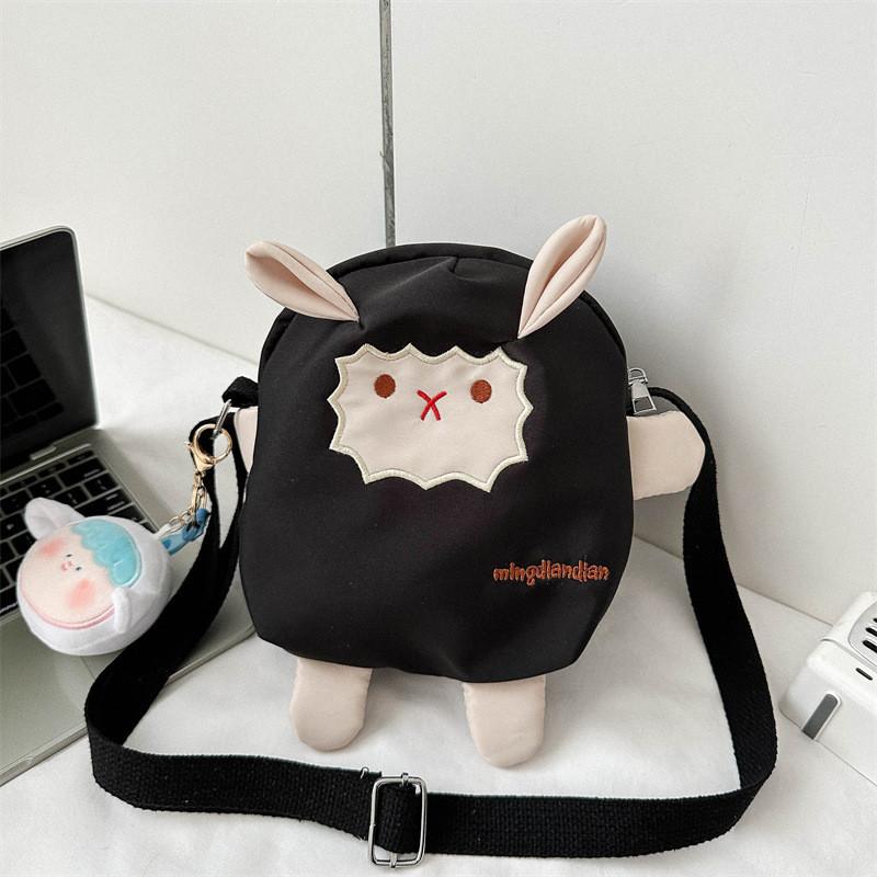 Sheep Cartoon Canvas Crossbody Bag For Teens Soft Material Daily Outfit Shoulder