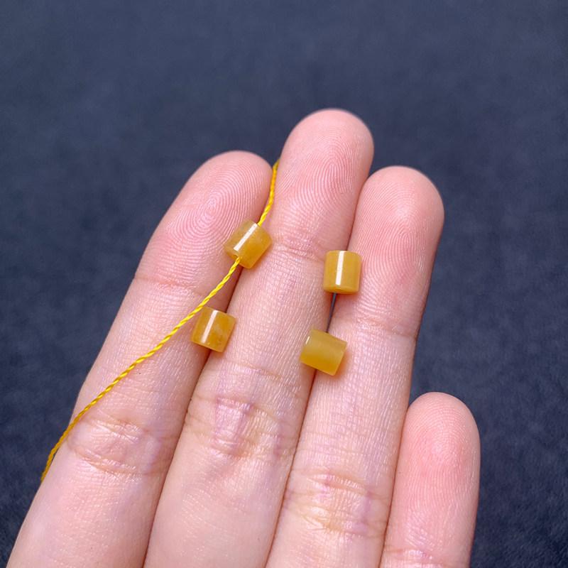 Natural Old Yellow Jade Cylindrical Beads for DIY Jewelry: Small Round Tube Beads for Bracelets, Earrings, Necklaces, and Loose Bead Accessories