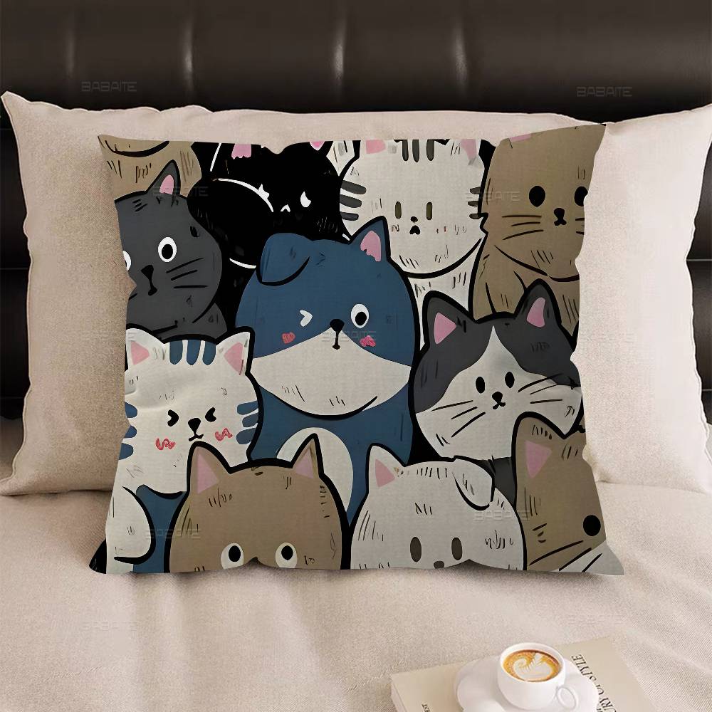 Kawaii Anime Katt Söt Dekorativ Rum Estetik Kuddfodral Heminredning Sovrum Soffa Säng Soffa Kuddfodral 45x45