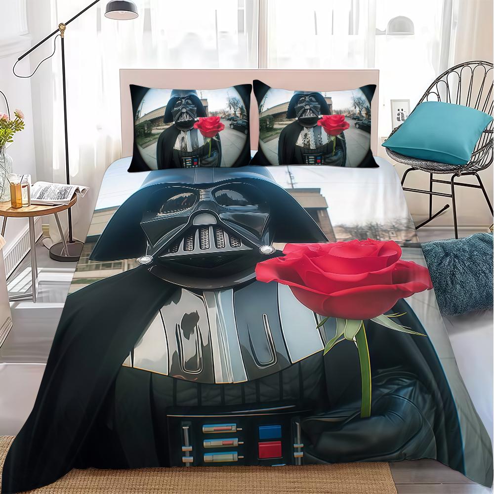 S-STAR W-WARS Funny Duvet Cover Set Home Style Bedding Soft Laundry Cotton Bed 3 Piece Set Student Dormitory Gift