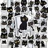 50 Süße Kleine Schwarze Katze Cartoon Aufkleber Lustige Alltagsszenen Graffiti Aufkleber Wasserbecher Notizbuch Handkonto Dekorationsaufkleber