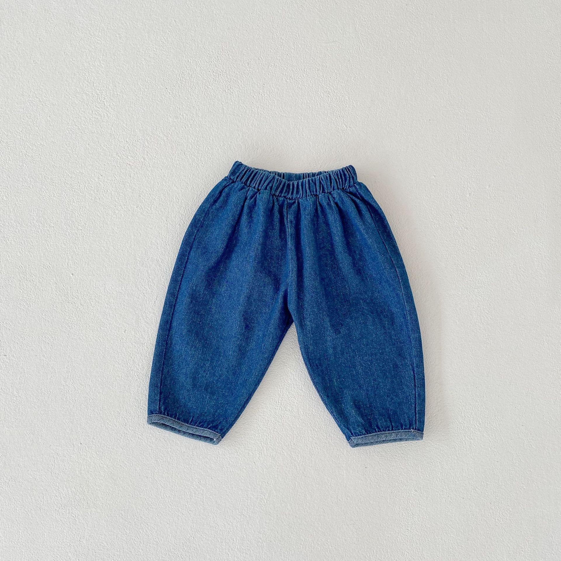 

Осенние детские брюки-морковки из хлопкового денима 2024 года 80cm