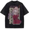 Anime Darling In The Franxx Zero Two Printed Tee Men Women Washed Cotton T-shirts Short Sleeve Vintage T Shirt Harajuku Tshirt