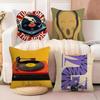 Simple Stylish Music Record Design Pillow Case Cotton Linen Fabric Square Zipper Pillowcase Home Decorative Living Room
