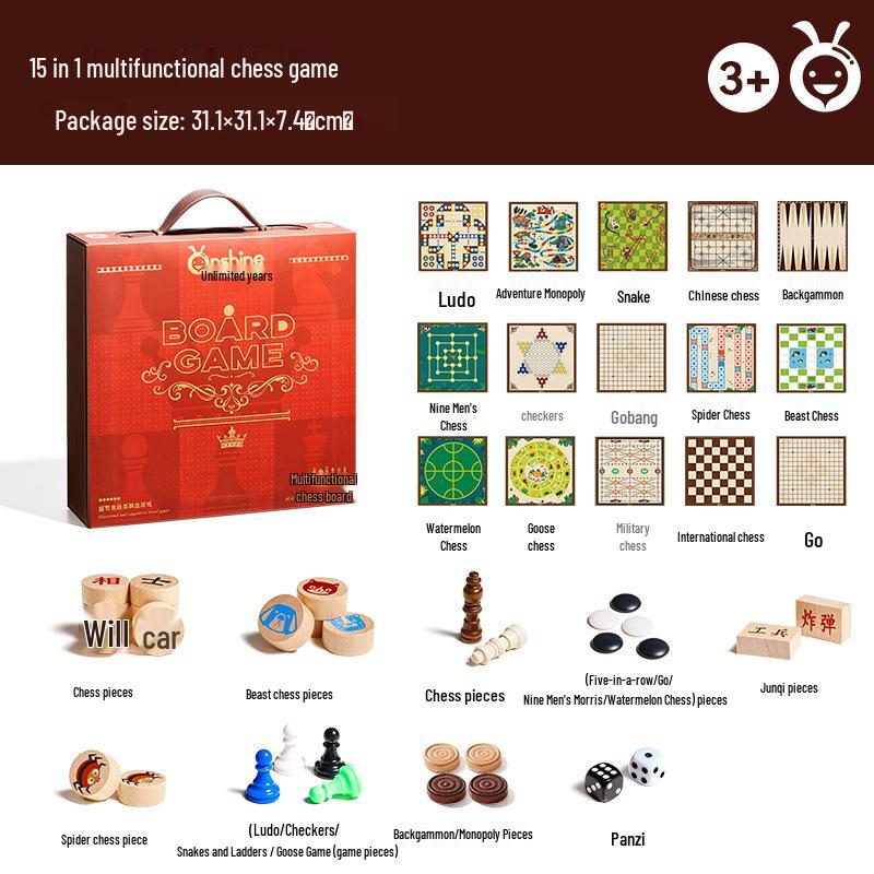 Onshine 15-in-1 Children s Educational Board Game Set: Gomoku, Flying Chess, and More Parent-Child Games