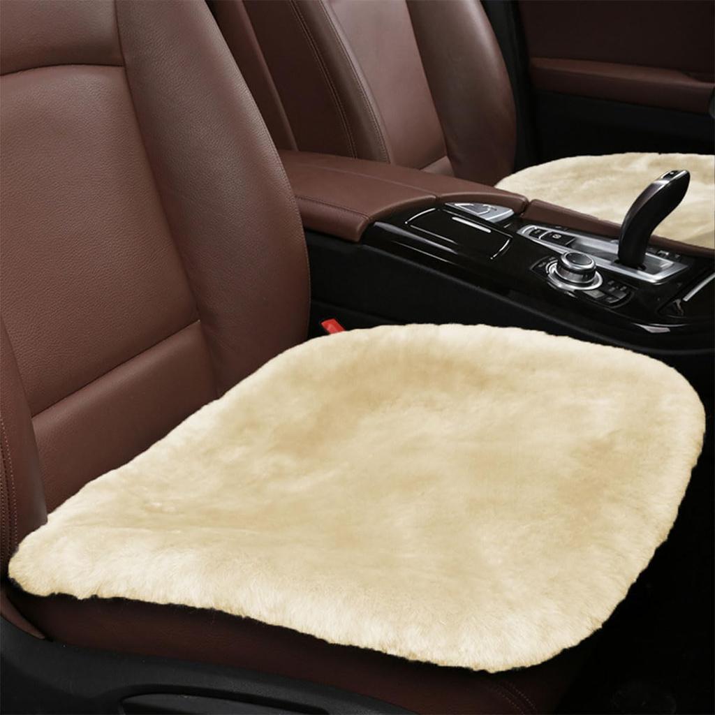 Sheepskin Car Seat Cushion, Soft Comfort Winter Driver Seat Cover | Fluffy Faux Fur Front Seat Pad, Car Seat Protector Pad for Office Chair,