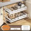 Punch-Free Under-Mount Kitchen Cabinet Pull-Out Dish & Bowl Storage Rack