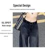 Women's High Waist Wide Leg Jeans - Black & Grey, Spring/Autumn, Plus Size, Floor Length, Straight Leg, Slimming.
