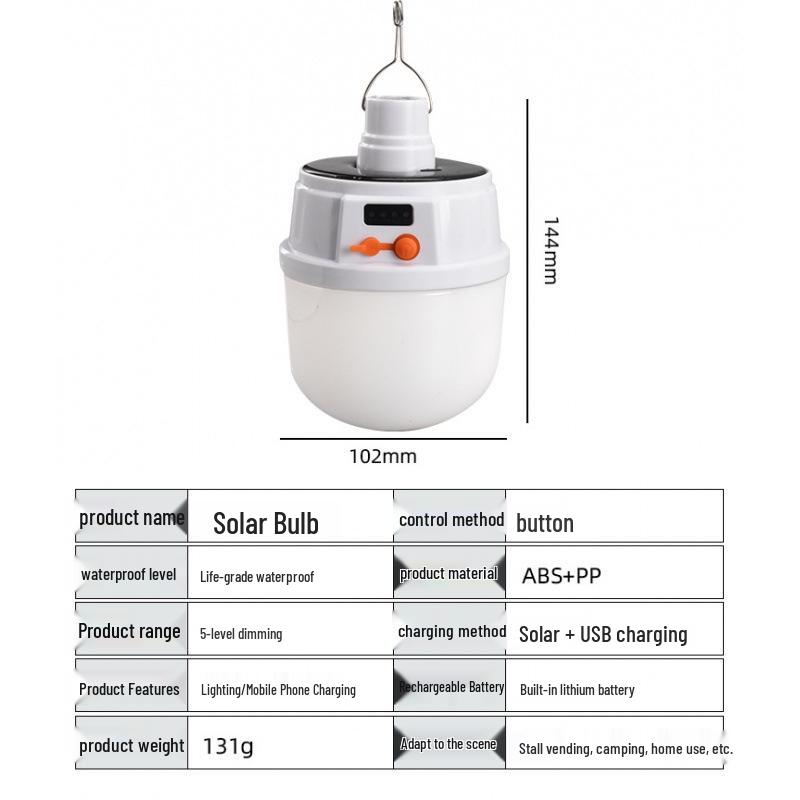 Waterproof Durable Solar LED Emergency Camping Bulb