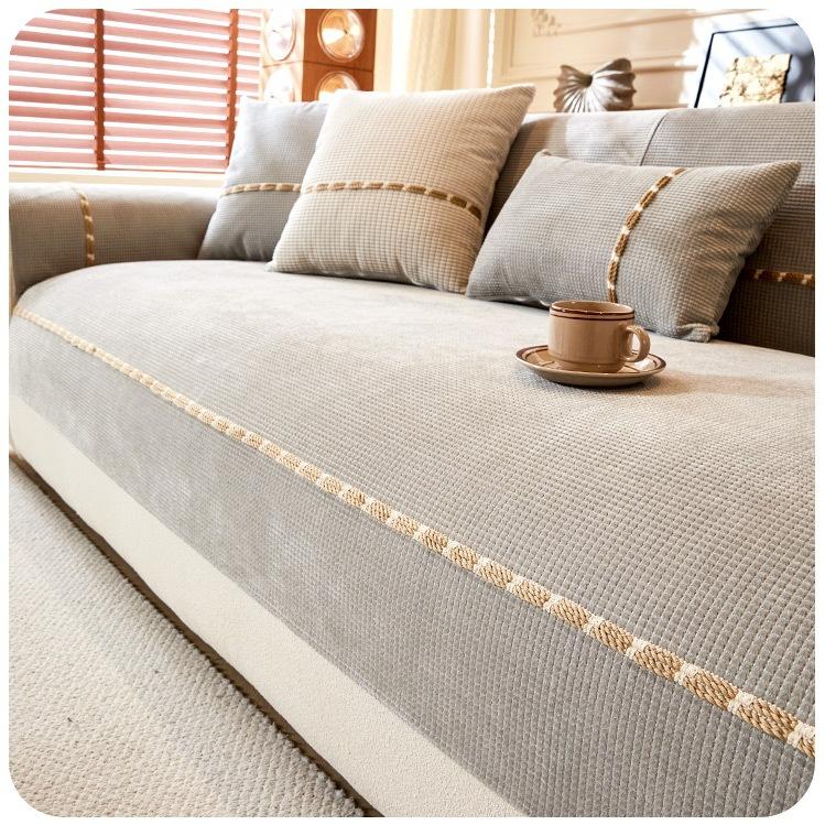 

Corn Fleece Fabric Waterproof Sofa Cushion, Fashionable Solid Color Seat Cushion, Universal Non-slip Sofa Cover for All Seasons 45X45cm pillowcase светло-серый