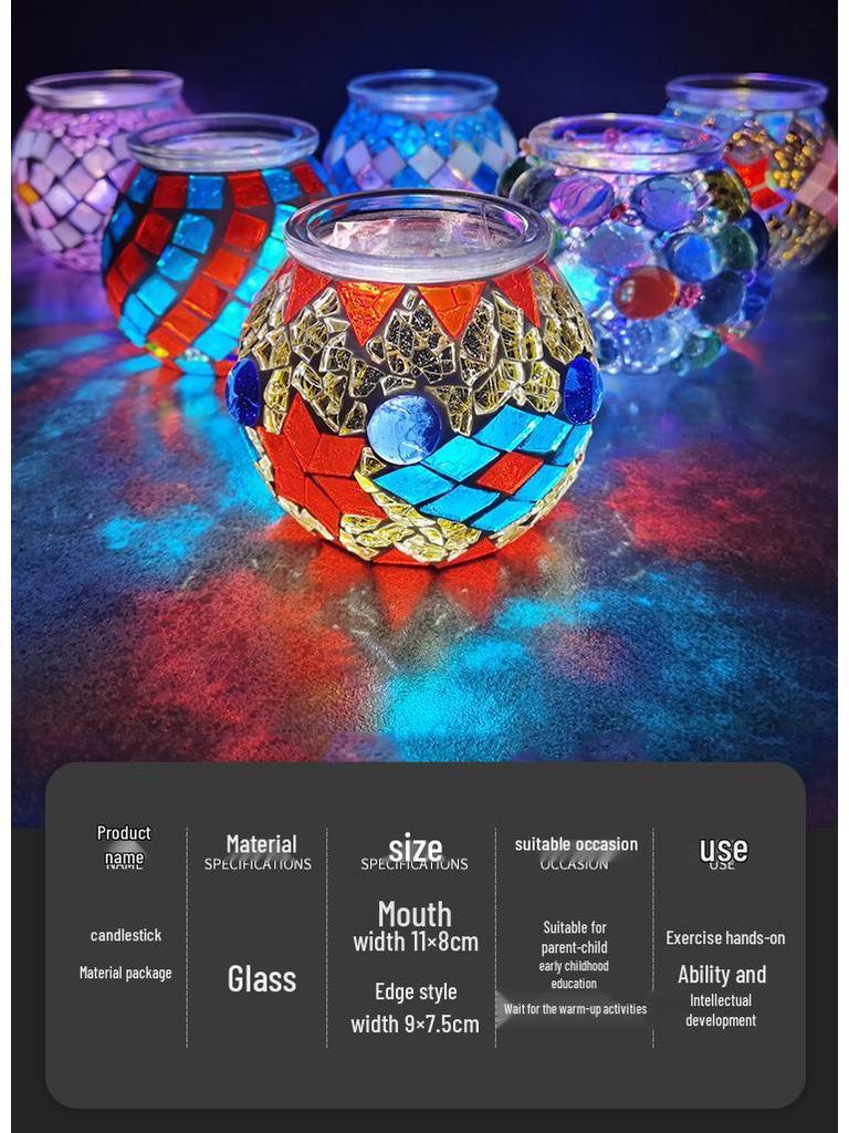 Handgemachtes DIY Glasmosaik Kerzenhalter Vase - Kreatives Eltern-Kind-Lernspielzeug, Perfekt für Geburtstagsgeschenke