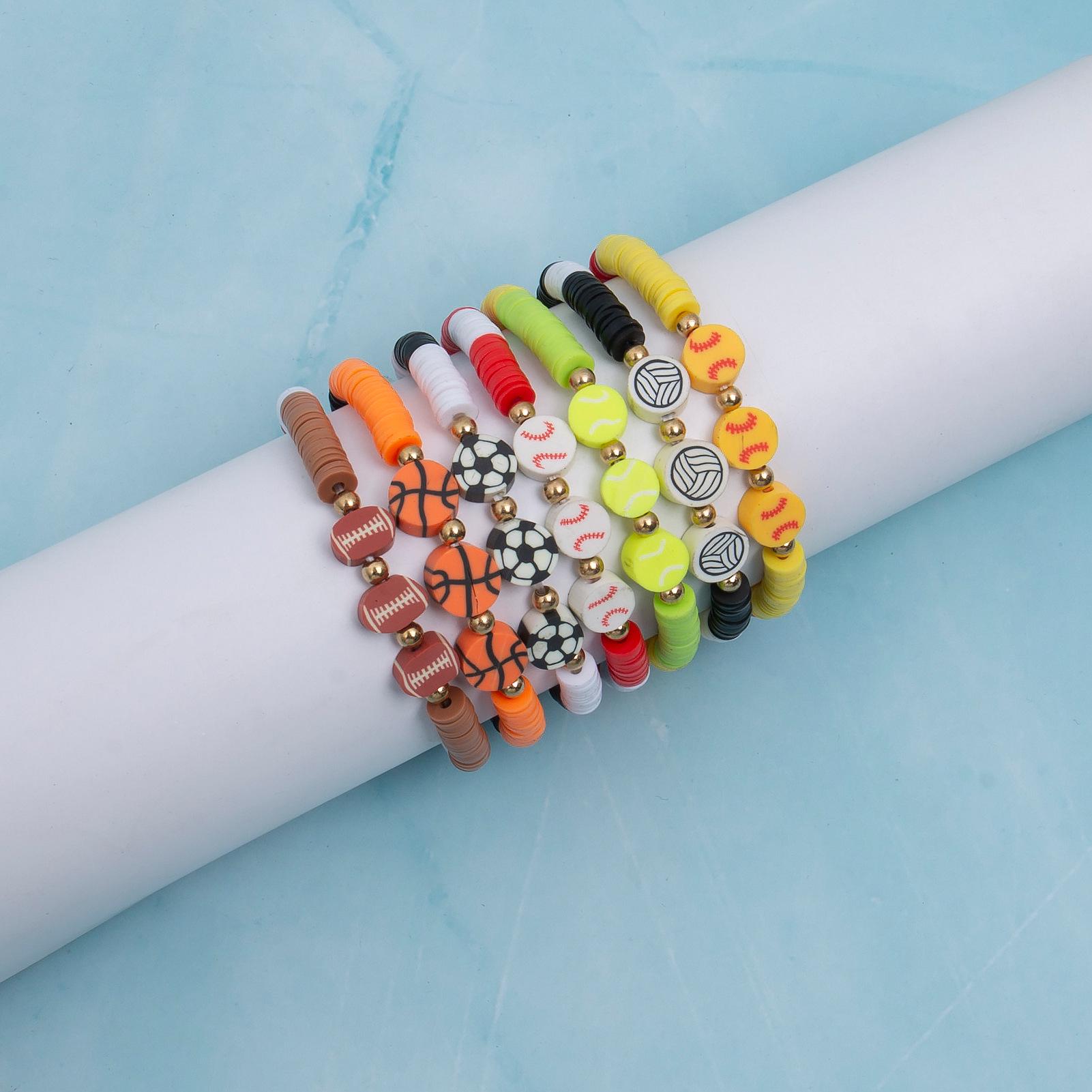 

7-Piece Simple Retro World Cup Sports Bracelet Set - Basketball, Baseball, Football