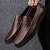 Mocassini Stringati da Uomo alla Moda in Vera Pelle Scarpe Casual Comode Slip-On da Uomo Calzature Traspiranti alla Moda Scarpe Piatte da Passeggio per Esterni