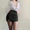 Domira Erotic Lingerie Sexy See-through Low Neckline Showing Chest Hip Skirt Secretary Uniform Suit Temptation Professional Attire