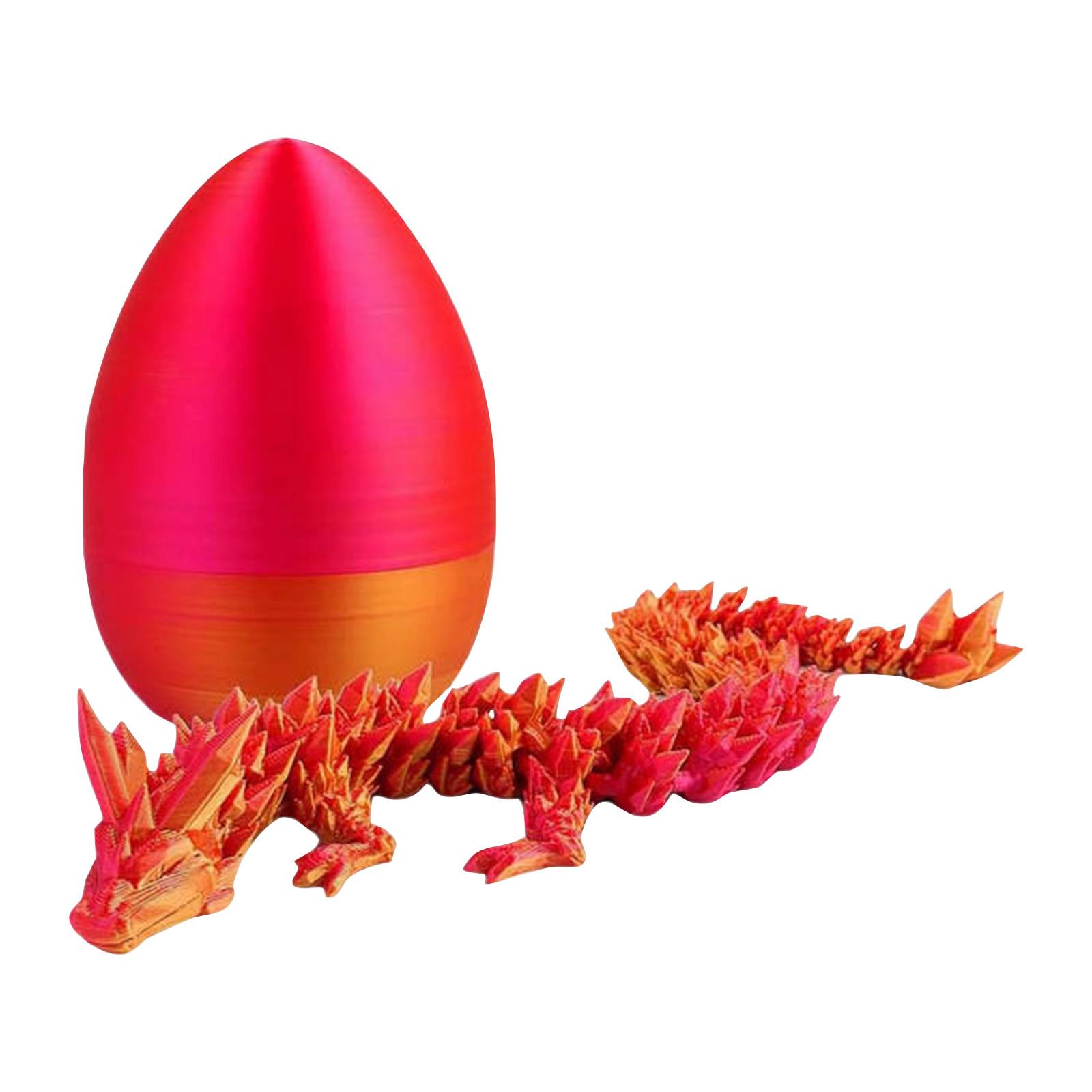 

3D Printed Dragon, 3D Printed Egg, Egg With Dragon Inside, Egg Toy, 12in Full Articulated Crystal 3D Dragon For Children s Day Gift & Birt червоний