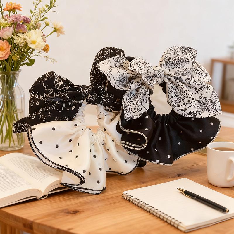 Polka Dot Bow Hair Tie - High-End Hair Accessory for Buns