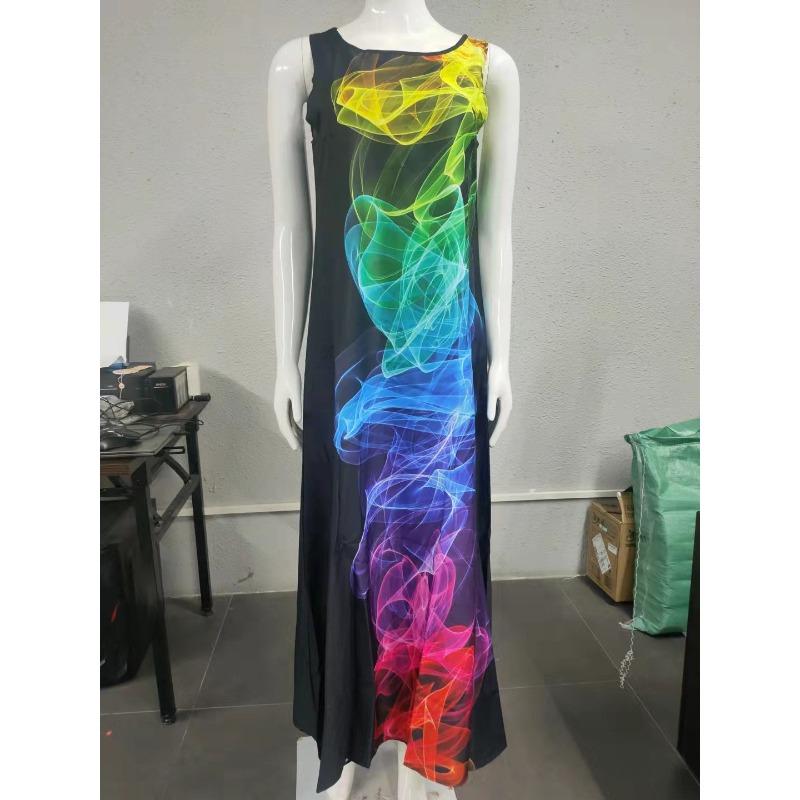 IHUASU Fashion Summer Spring Sleeveless O-Neck Casual Dresses